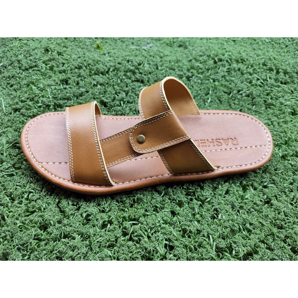 Sandal Pria Kulit Asli Rasheda Series Gr 01 Sendal Slide Selempang Jumbo