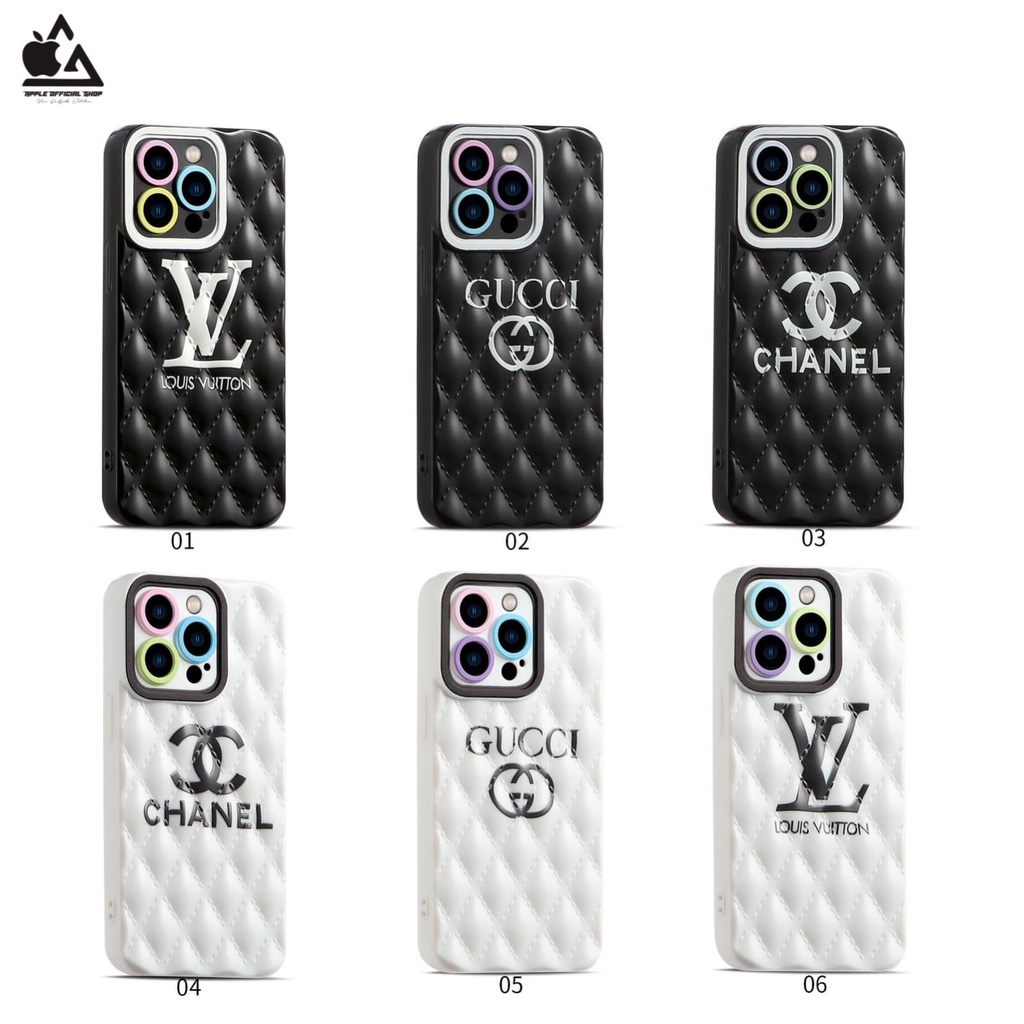 Softcase 3D PILLOW MOTIF BRAND iPhone 13 PRO MAX 12 PRO MAX 11 PRO MAX XR X XS MAX 7 7+ 8 8+ SE 2 3 6 6+ Soft Case Korean Motif Bantal Branded BLACK WHITE SILIKON MEWAH Camera Kamera Protection