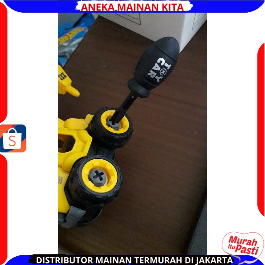 ( BISA COD ) PROMO Mainan Anak Mobil Truk Bongkar Pasang DIY Obeng Toy Car Mixer Truck 1 set Kemasan Kantong