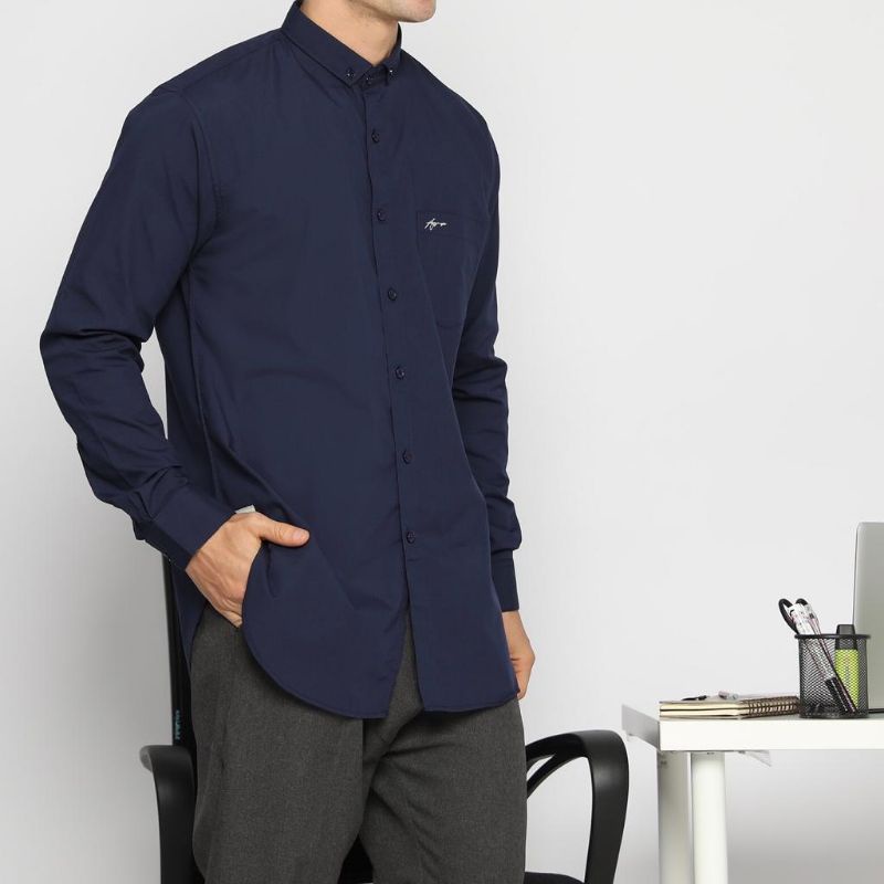 kurta office ASSYAUQIE kemeja kantor kemeja pria lengan panjang
