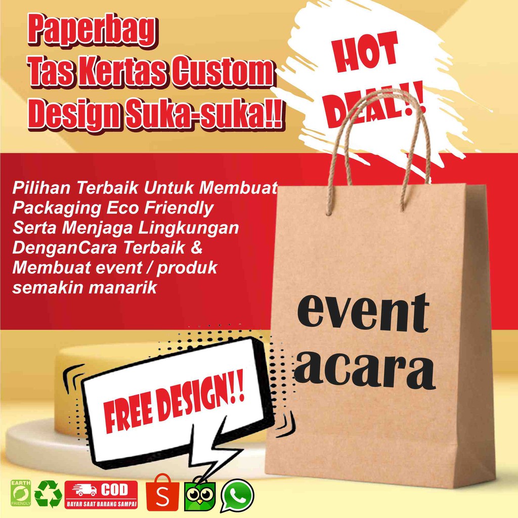 

Paperbag Tas kertas Packaging Custom Design suka-suka Size 16 x 4 x 25 cm Serba Guna Premium