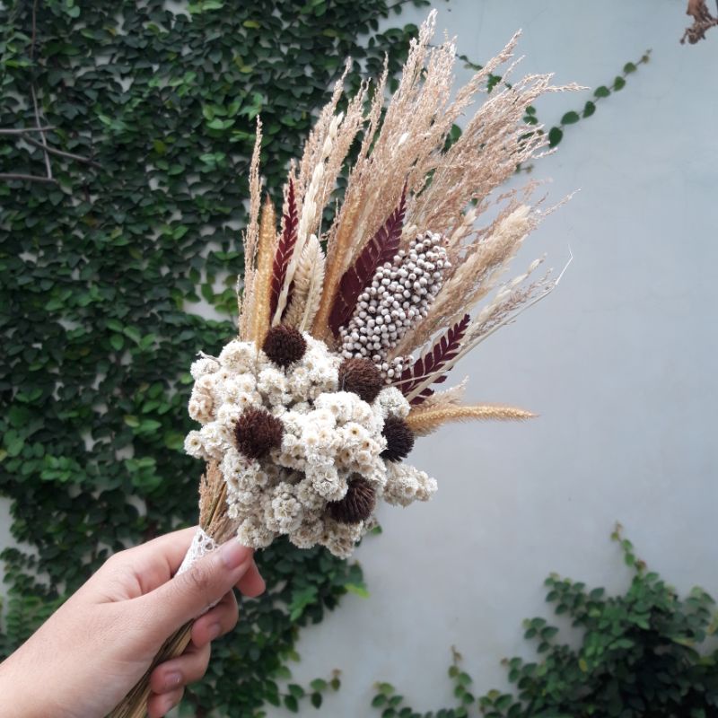 Handbuket dried flower / bunga kering rustic untuk wedding, pre wedding, hiasan estetik, vas bunga