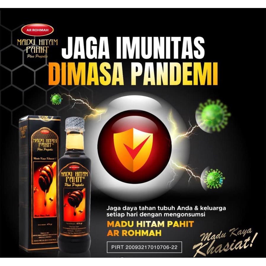 

MADU HITAM PAHIT PLUS PROPOLIS AR-ROHMAH 460 GRAM ORIGINAL 100%