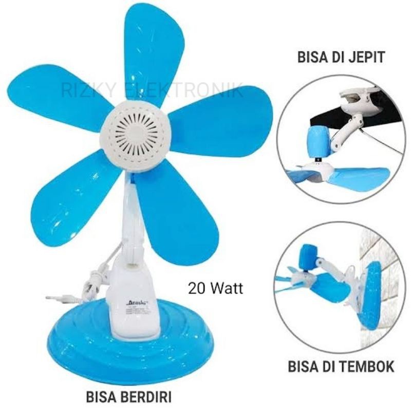 Arashi Kipas Angin duduk Jepit Clip Fan AR138 20 Watt 5 baling baling KIPAS JEPIT KLIP FAN