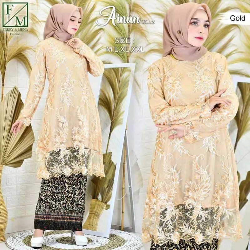 SETELAN KEBAYA AINUN/TUNIK TULLE BORDR/KEBAYA MODERN