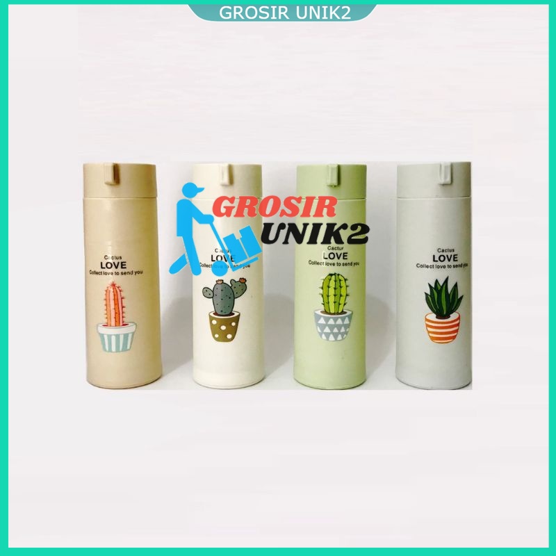 Botol Minum Kaca Unik / Botol Kaktus + Pack Kardus