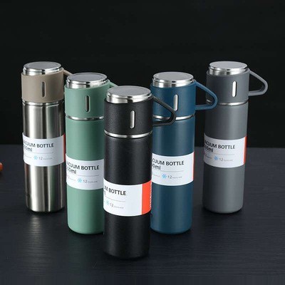 Termos Vacuum Flask Set (KOTAK PANJANG) Botol Minum Cangkir Premium 500ml Bahan Stainless steel 304 tahan panas dan dingin