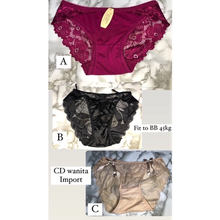 CD Celana Dalam Import Wanita Renda Satin Lace Pita Transparant Sexy Korea