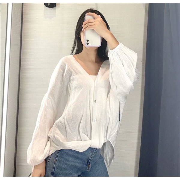 White Drape Oversized Shirt | kemeja korea wanita putih model oversized