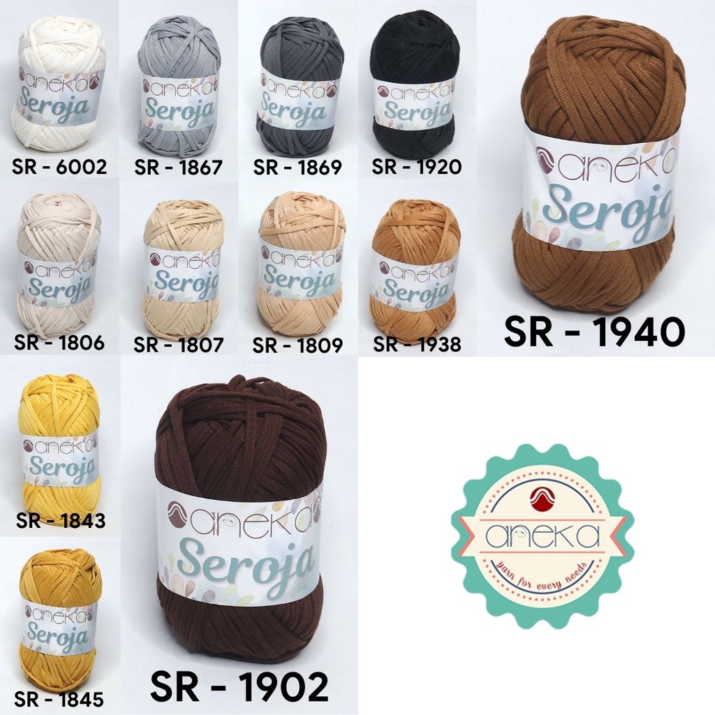 KATALOG - Benang Rajut Seroja / Pipih / Spaghetti Yarn - 200 GRAM