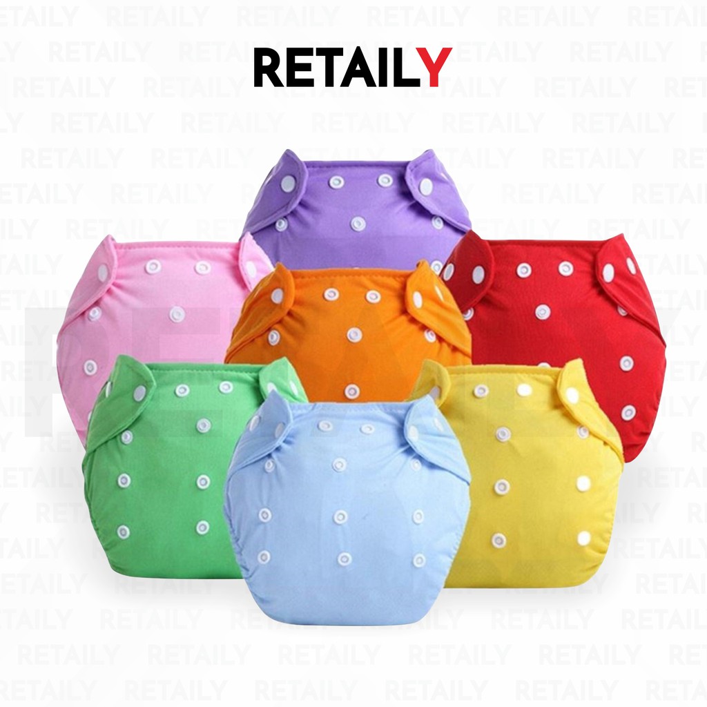 Retaily Popok Kain Bayi Kancing Warna Polos Cloth Clodi Diaper Dapat Dicuci Reusable