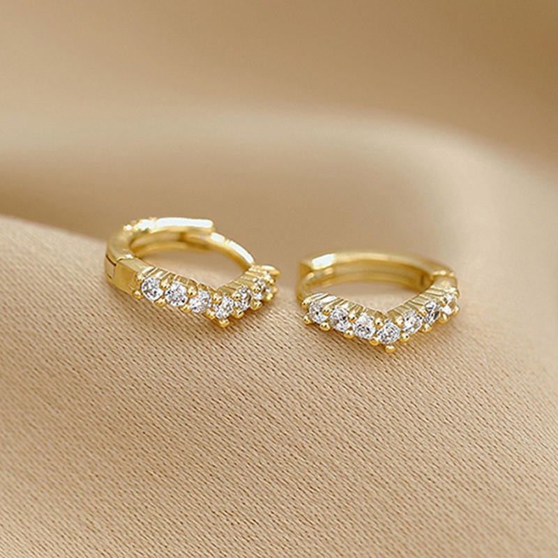 1 Pasang Anting Titanium Wanita 14k Emas Berlian Anting Hoop Perhiasan Anti Karat