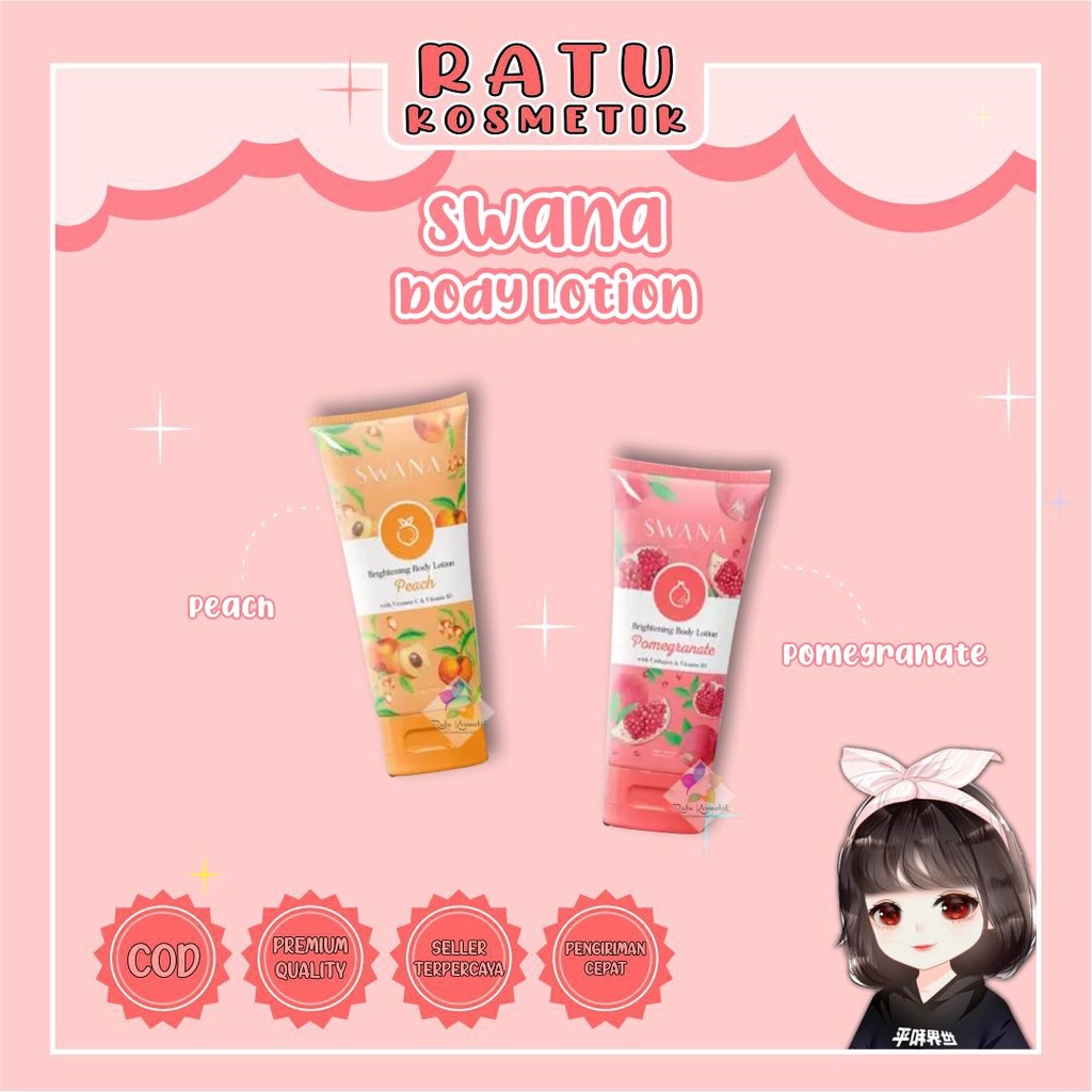 ❤ RATU ❤ Hand Body Lotion Swana | Swana Instant White Body Lotion Pomegrante &amp; Peach By Hanasui (✔️BPOM)