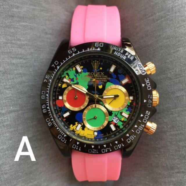 JAM TANGAN ROLEX GREEN COLOUR RUBBER SEMI SUPER