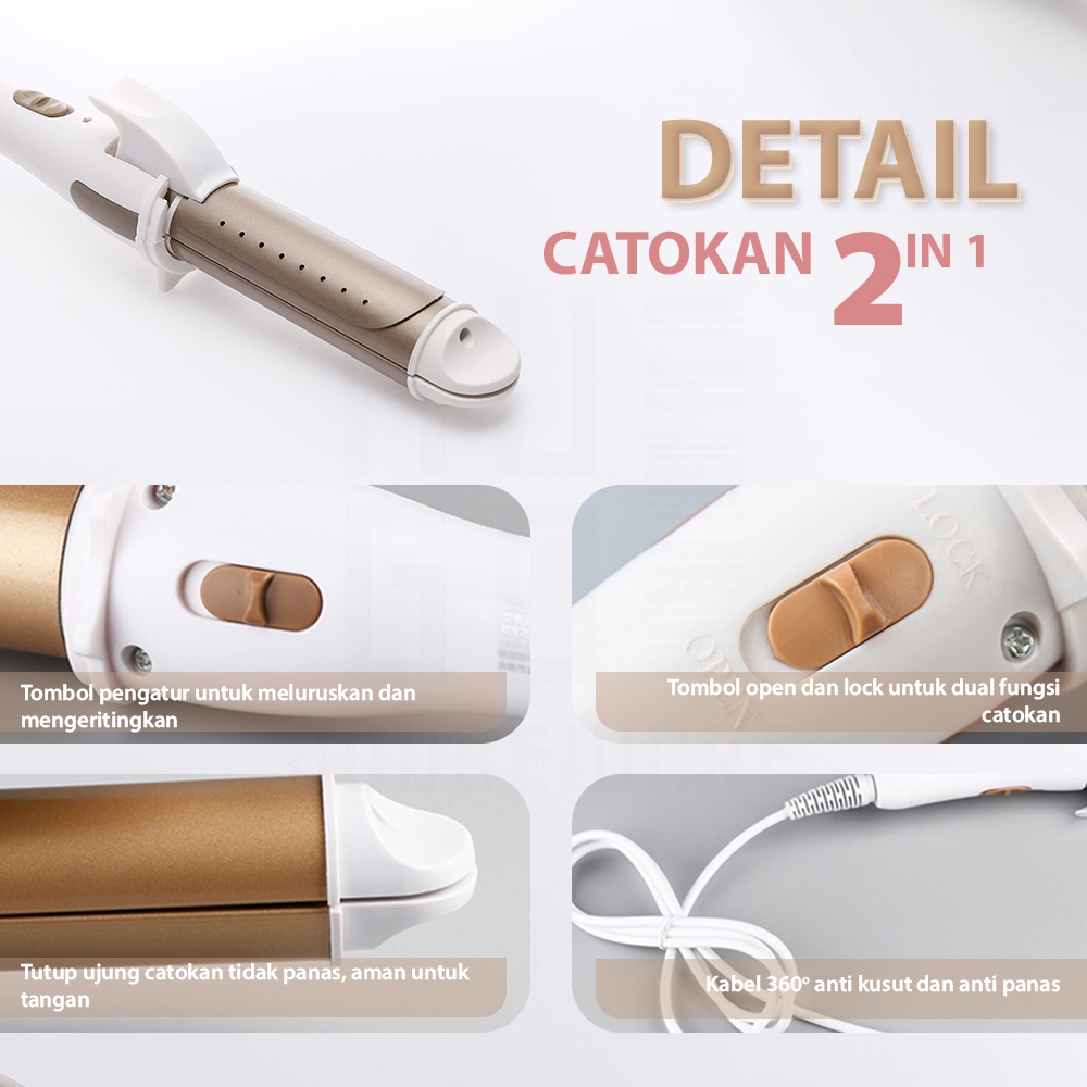 HUGO Catokan Rambut Pengeriting Rambut 2 in 1 Hair Straightener Multifunction Premium Quality