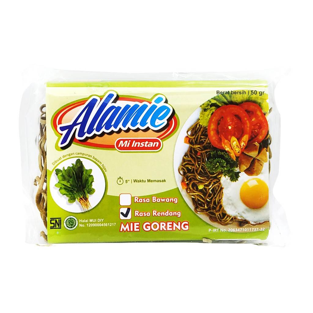 

Alamie - Mie Bayam Hijau - Goreng Rendang 50gr - Mie Sehat