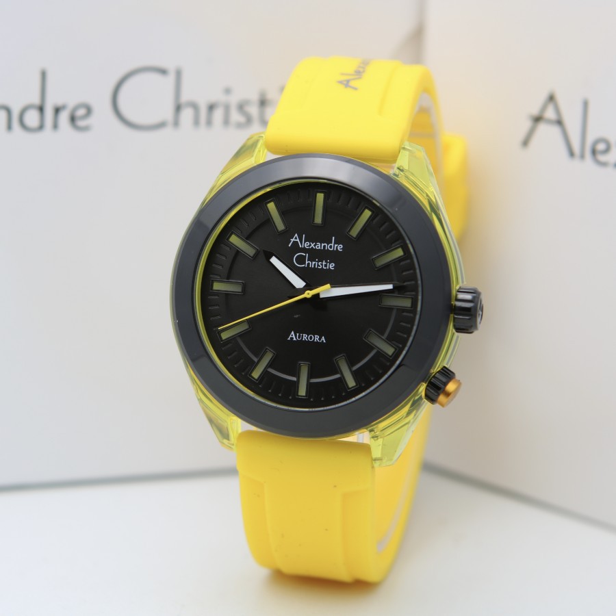 JAM TANGAN WANITA ALEXANDRE CHRISTIE AC292SP YELLOW+LED . ORIGINAL