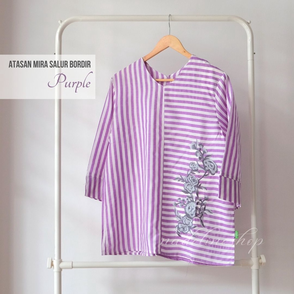 BAJU ATASAN BASIC BLOUSE WANITA MUSLIM & CASUAL - KIKA & MIRA SALUR TOP-MIRA - PURPLE