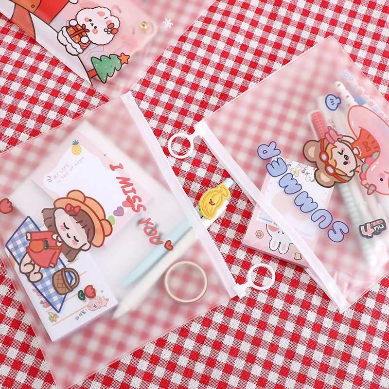 

Tempat Pensil Kawaii Cute Girl Transparan Zipperbag
