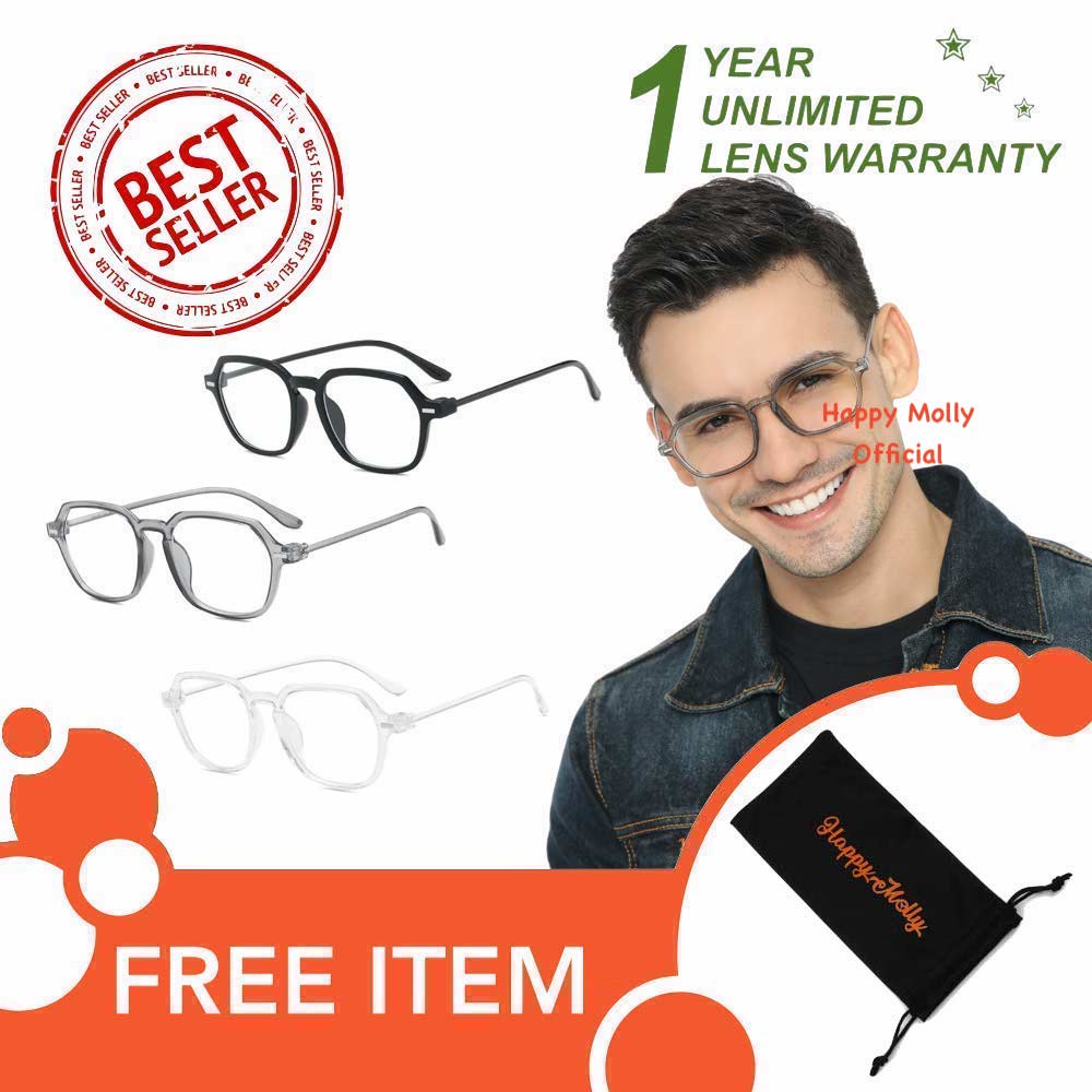 Kacamata Anti Radiasi Blue Ray Lens (Design Korea) Unisex - HM677 ( Group ) FREE Sarung