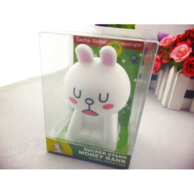 Sucker stand/ penyangga hp + money bank/ celengan cony line