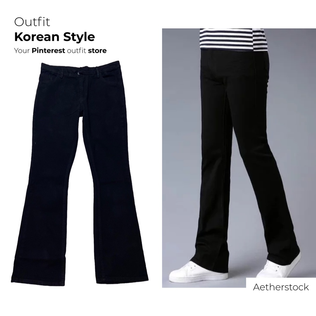 Celana panjang jeans cutbray pria dan wanita hitam jumbo import - celana denim jeans kulot jeans wan