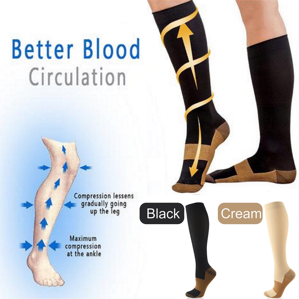 Miracle Copper Compression socks Kaos kaki Olahraga kesehatan Kompres Pain reliever Improve blood circulation