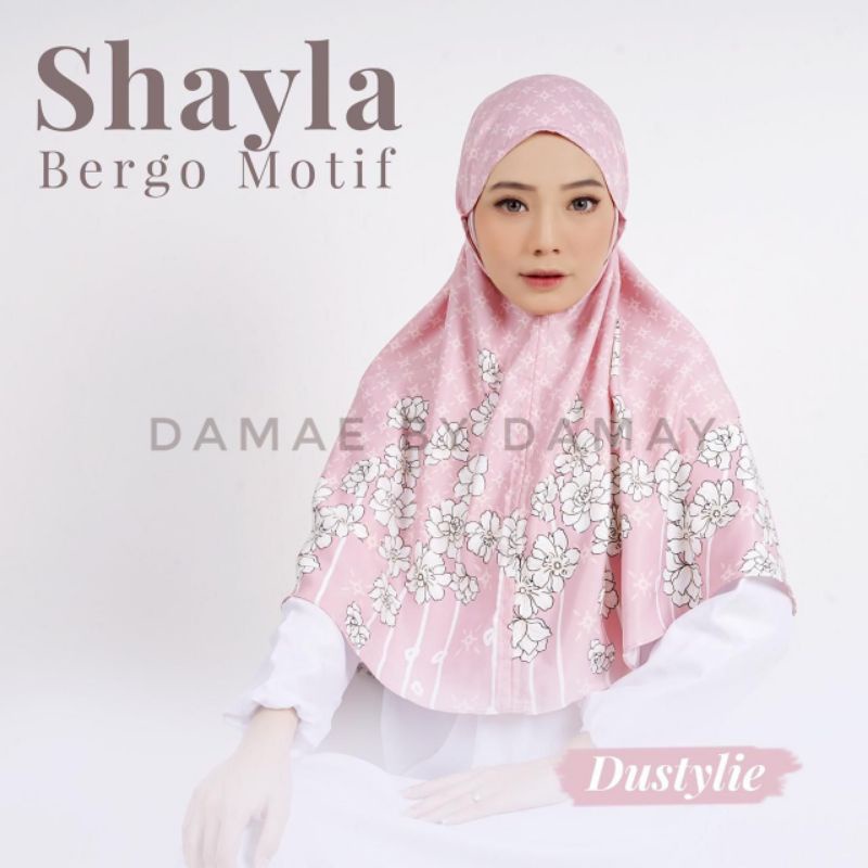 kerudung bergo motif/hijab instan motif/bergo premium bahan maxmara import/hijab sehari-hari-Dustylie