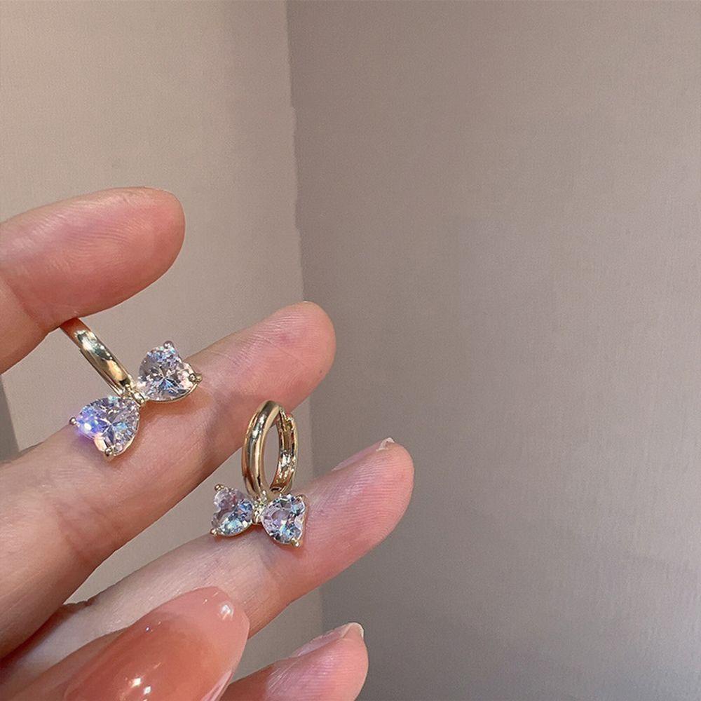 Anting Tusuk Gantung Bahan Alloy Desain Pita Hias Berlian Imitasi Gaya Eleganklasik Untuk Wanita