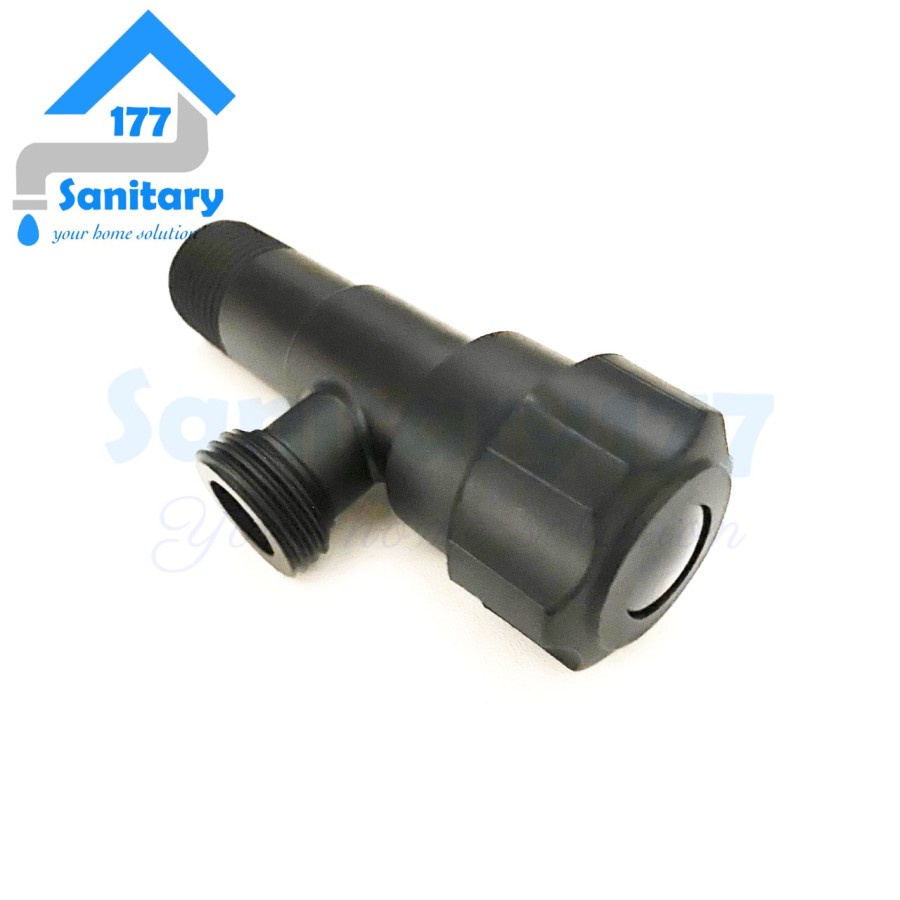 Stop Kran Shower Single Mini Bulat Hitam 23H - Stop Keran air Shower Toilet Valve Closet BLack