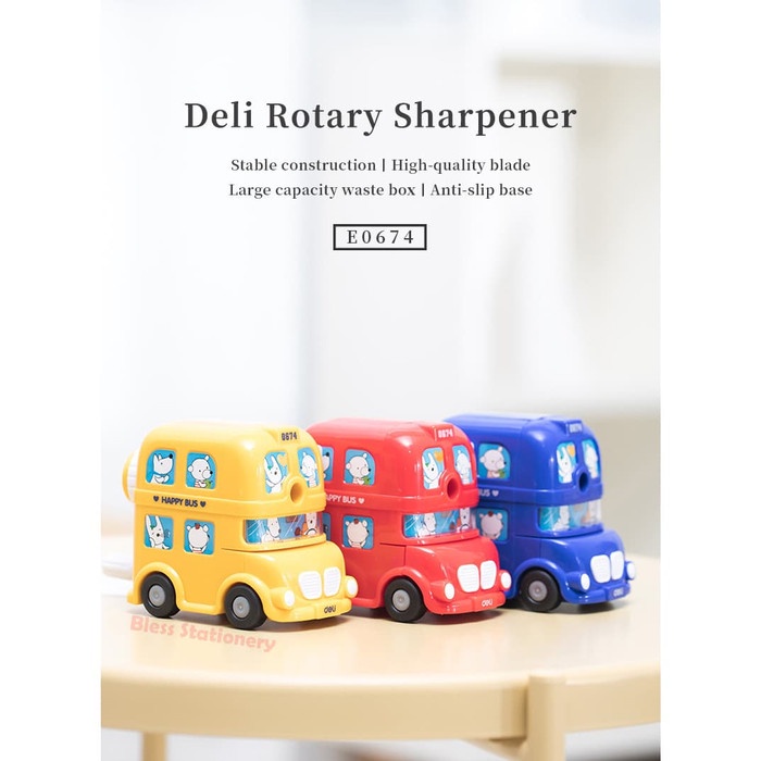

Deli E0674 Rautan Meja-Bus Rotary Pencil Sharpener 082
