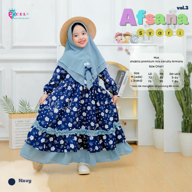 AFSANA SYARI CERUTY+KHIMAR ANAK