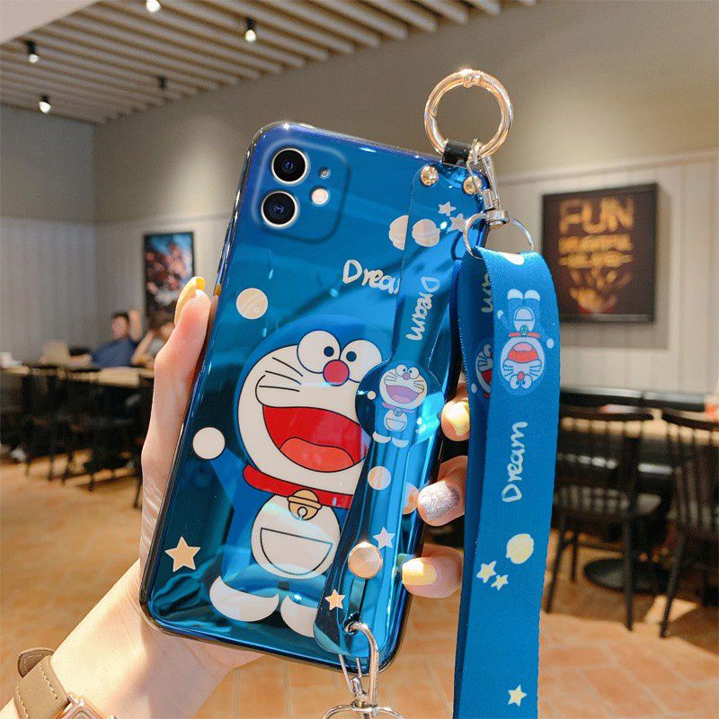 case Doraemon strap glossy lucu Vivo y33t/y33s/y21/y21s/y21t