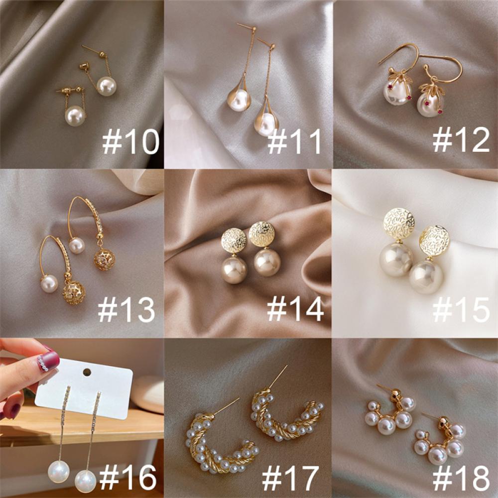 Timekey Anting Tusuk Gantung Hias Mutiara + Zircon Gaya Simple Untuk Wanita M1S8