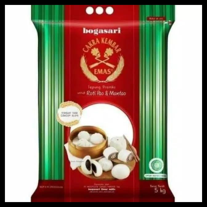

TERBARUU!! Tepung Terigu Cakra Kembar Emas Bogasari (Roti Pao & Mantao) 5 kg PROMO