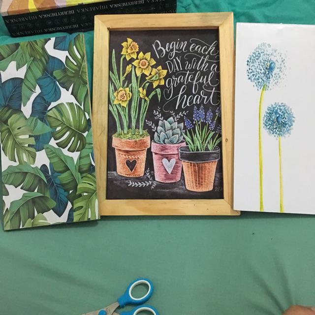 Hiasan Dinding Poster Kayu Dekorasi Rumah Tanaman Abstrak Bunga Vintage