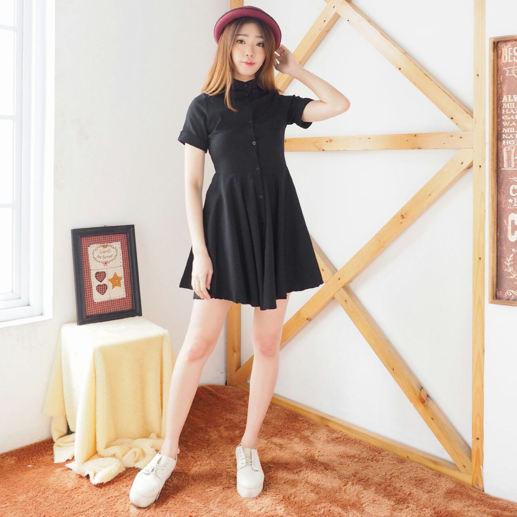 TJ058 - TIFFANY FLARE DRESS / Casual Dress Basic Dress Santai / Baju Terusan