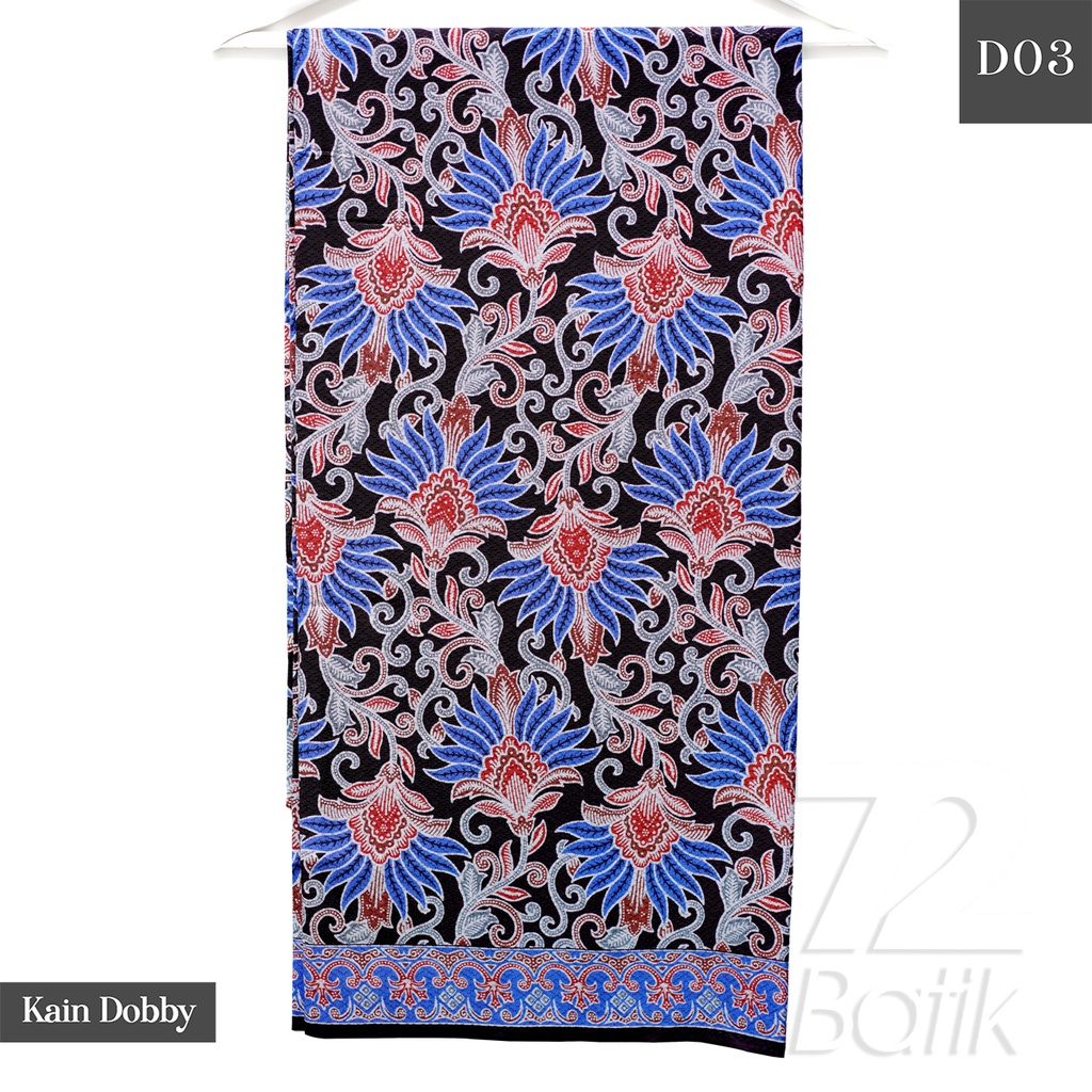 KAIN BATIK PREMIUM Bahan Dobby Motif Kembang Citra Warna Biru Hitam 725144 Cap 72 Jarik Jarit Samping Kebat Panjang Batik Dobby Modern Premium Bahan Seragam Batik Pernikahan Kantor Keluarga Murah Kamen Jadi Batik Bali Lembaran