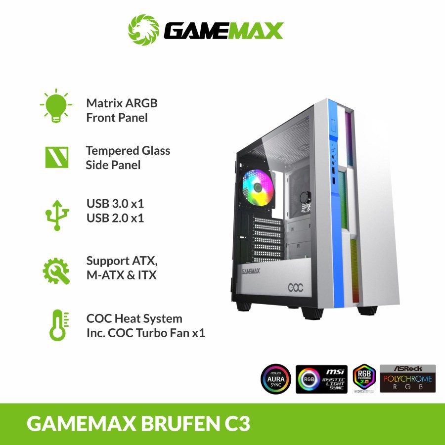 Gamemax BRUFEN C3 Casing PC Gaming E-ATX