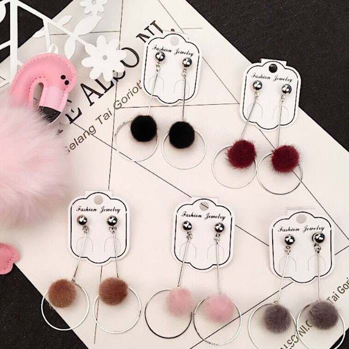 Anting Fashion Wanita Anting Korea Style Model Stud Mix Ring ball  75A