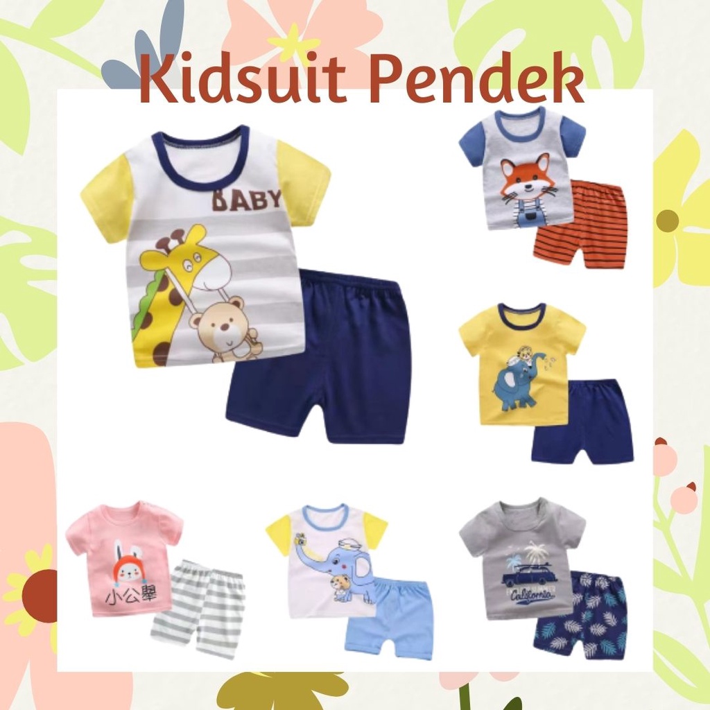 Plazababyku KIDS SUIT PENDEK H5 Setelan Anak Bahan Kaos Lengan + Celana Berkualitas Import NEW1