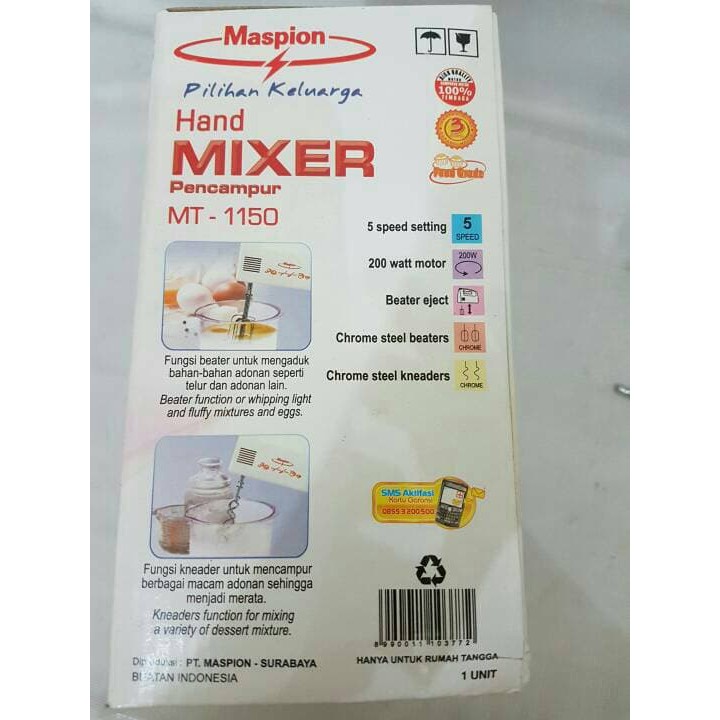 Hand MixerMaspion  MT 1150 MT1150 MT-1150 Pencampur Pengaduk Adonan Kue