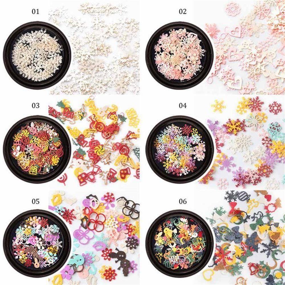 Preva Nail Art Decor Glitter Stiker Kuku Warna Campur Dekorasi Natal 3D