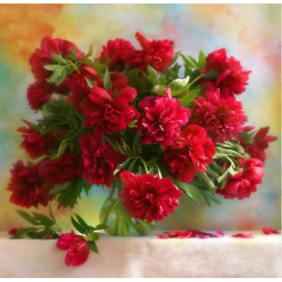 DIY Diamond Painting - 5D Red Dahlia Arrangement Stitch Kit