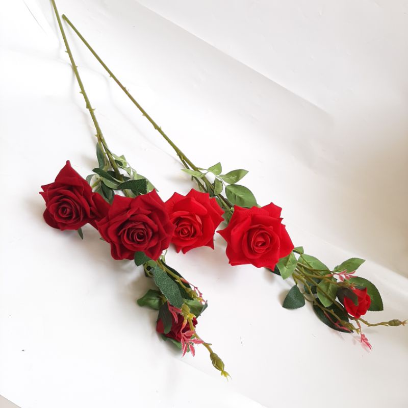 BUNGA MAWAR SUDUT 3 KUNTUM - BUNGA ARTIFICIAL - BUNGA HIAS (BMS25)