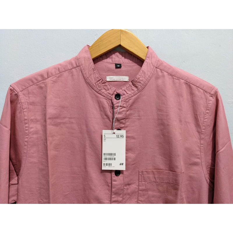 Kemeja Panjang Shanghai Pria H&amp;M | Kemeja Pria Soft Twill Katun Peach