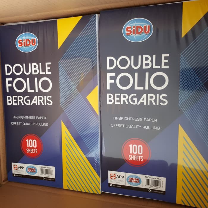 

Kertas Double Folio Garis 100 SIDU/Kertas Folio Bergaris 100 lembar