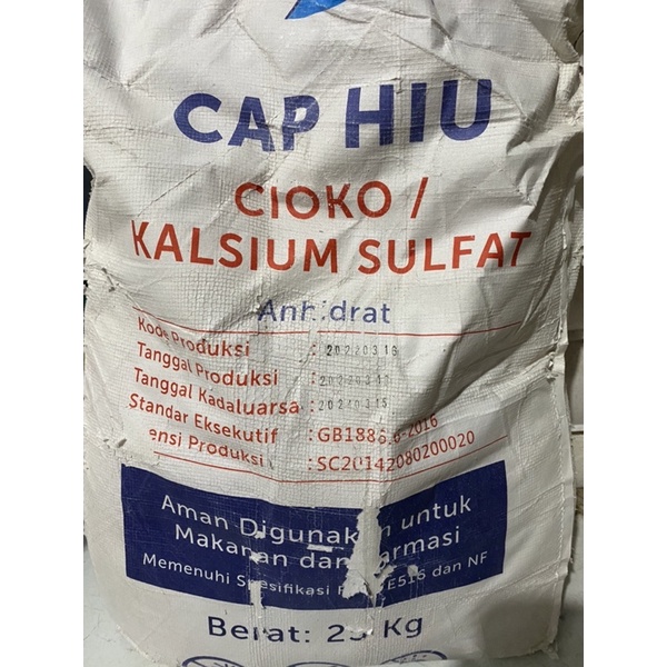 CIOKO TEPUNG TAHU , KALSIUM SULFAT , SEKAU ,SAKKAU CAP HIU PER KG