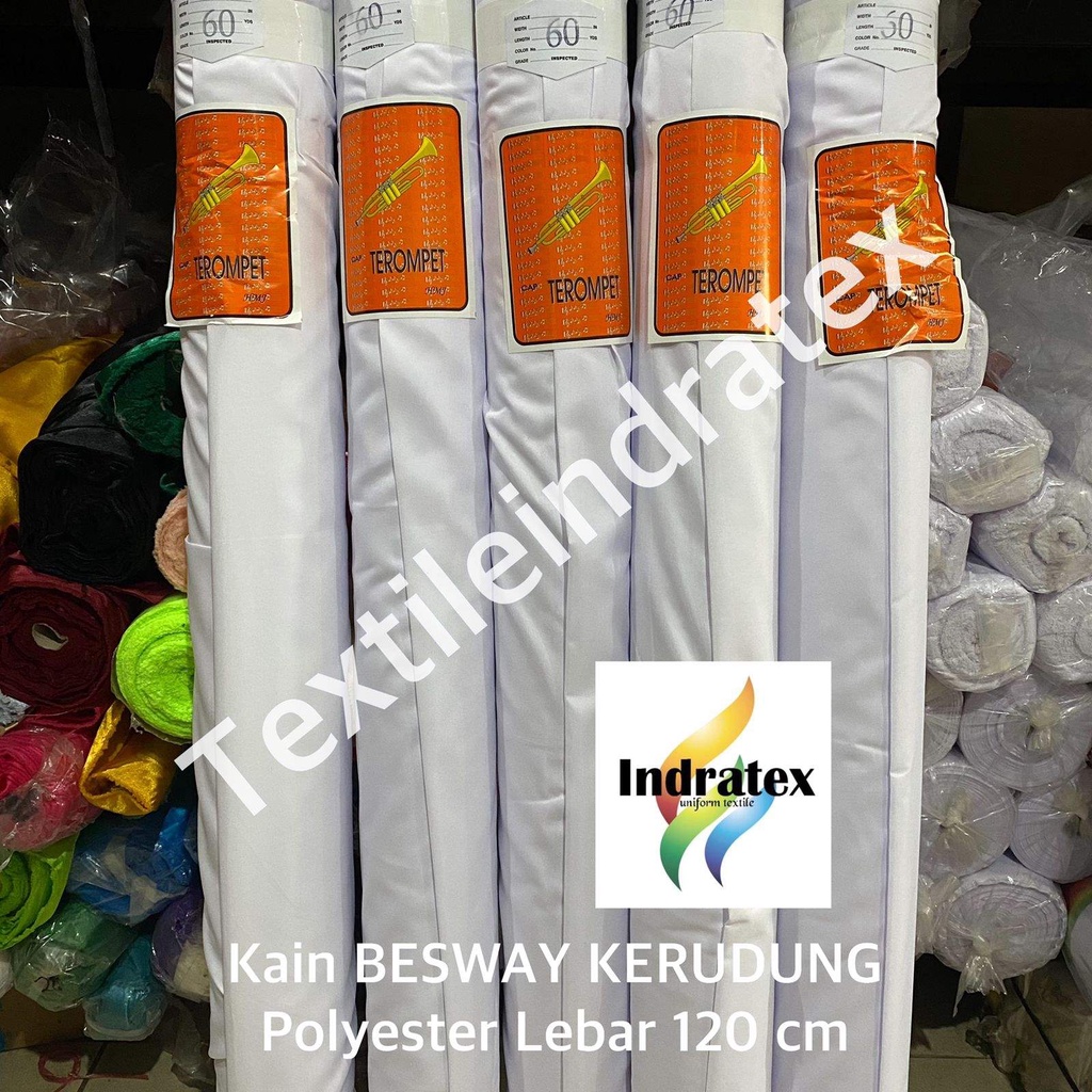 ( per 1 roll ) kain BSY BESWAY KERUDUNG besway tipis lebar 120 cm warna putih bahan hijab jilbab kerudung seragam sekolah furing lapisan baju gamis dekorasi kerajinan tangan hamper hampers