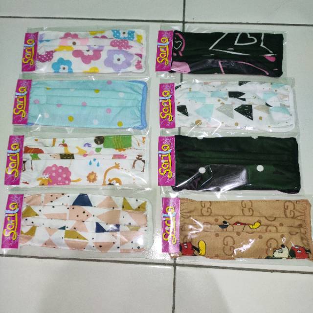 Masker Kain Polos &amp; Motif. Tali (Katun)